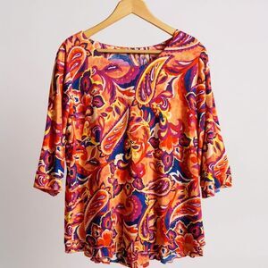 Soft Surroundings Multicolor Blouse • Layered Look • Bright & Artsy Vacation